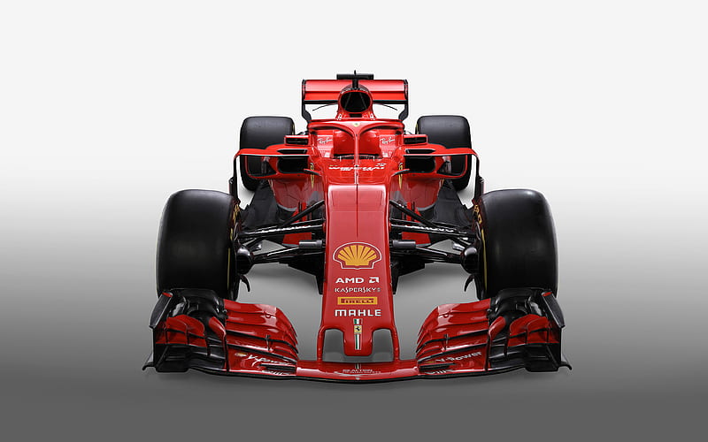 Ferrari SF71H, 2018, F1, Formula 1, front view, exterior, new racing car ferrari, new pilot protection, innovation, cockpit protection, Ferrari, HD wallpaper