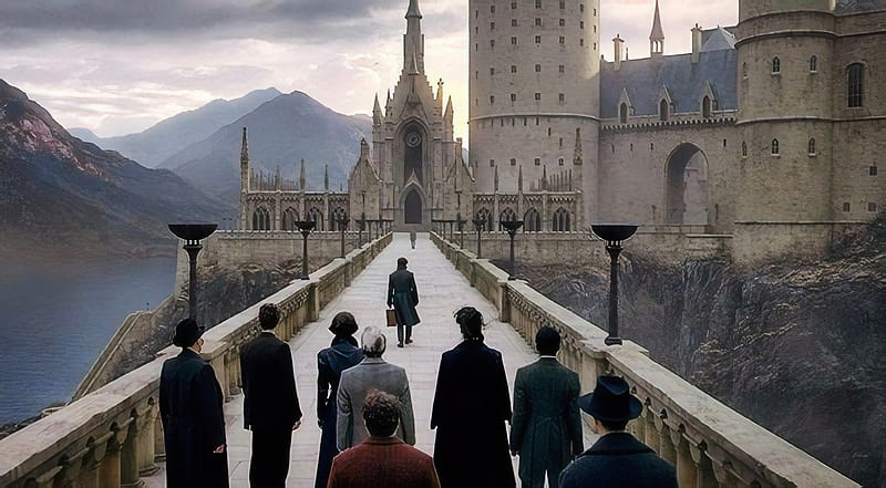 Hogwarts FB2, castle, crimes of grindelwald, dumbledore, fantastic beasts, grindelwald, harry potter, newt scamander, HD wallpaper