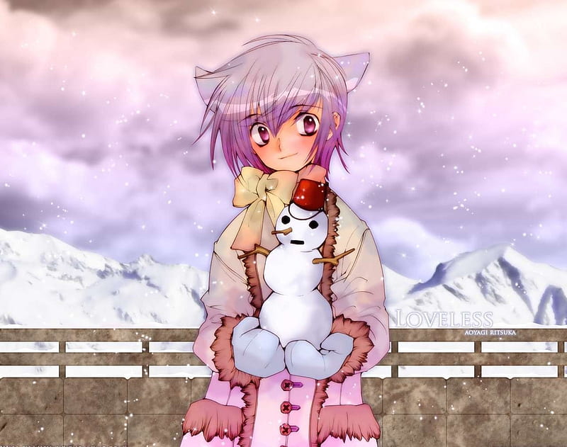 A Snowy Day, snowman, anime, winter, cold, HD wallpaper
