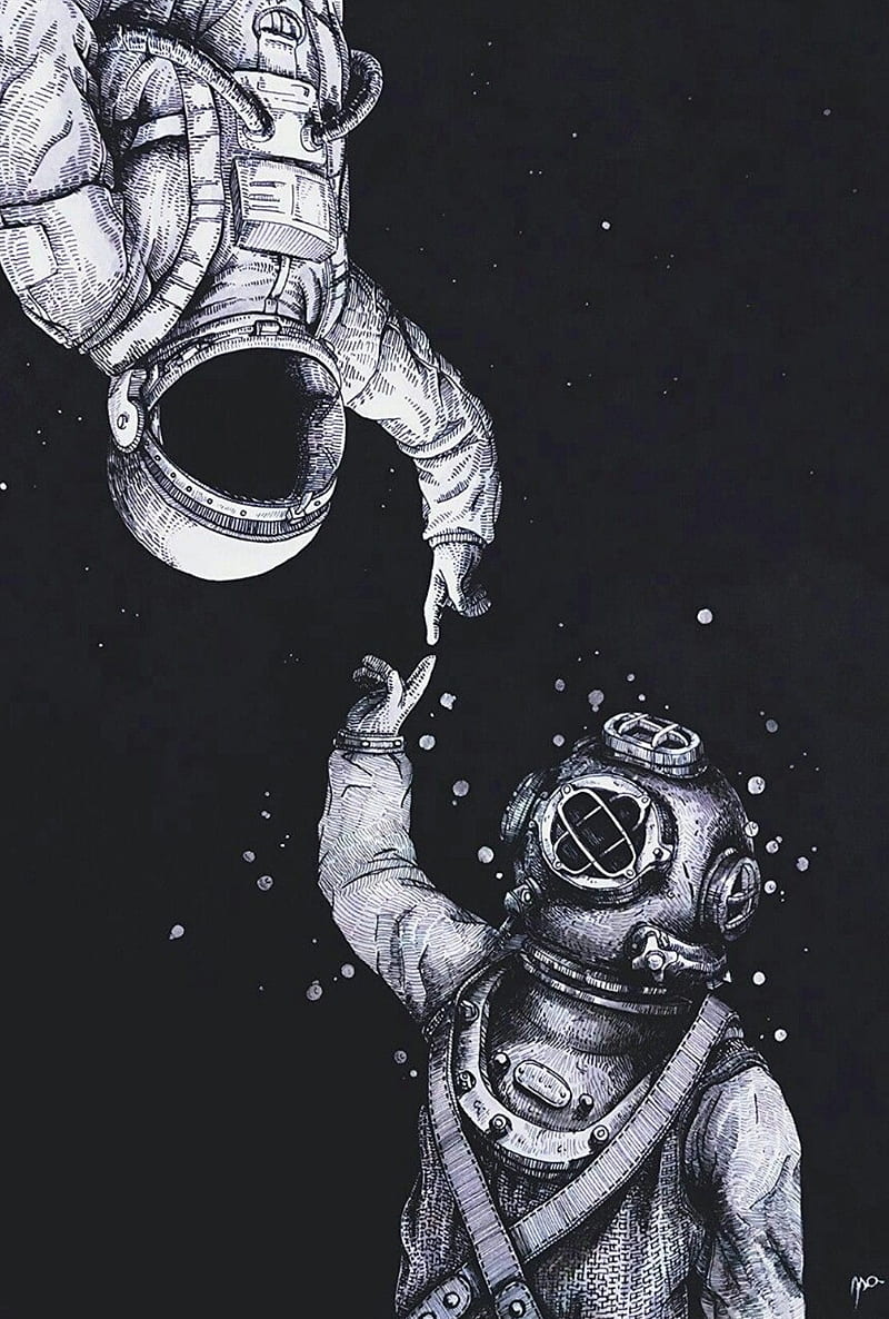 Astronautical , dark, space, astronaut, diver, HD phone wallpaper