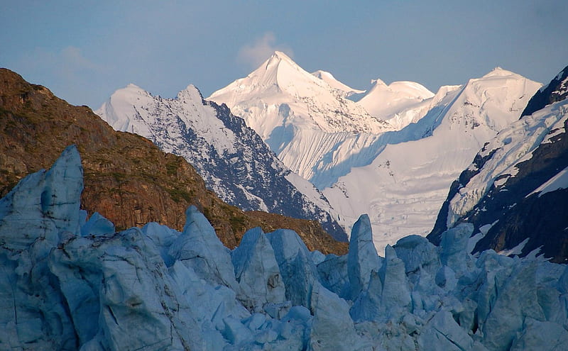 Glacier Bay Nat'l. Park, Alaska, USA, Mountains, Snow, Glacier, HD wallpaper