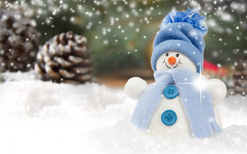 Snowman, deco, craciun, christmas, winter, hat, card, cute, snow, white,  blue, HD wallpaper | Peakpx