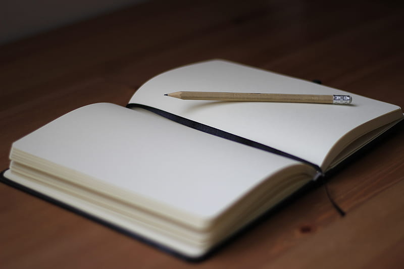 brown pencil on white book page, HD wallpaper