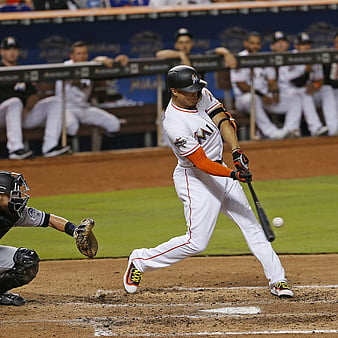 BN283 Giancarlo Stanton Marlins Swing 8x10 11x14 16x20 Oil Painting Photo