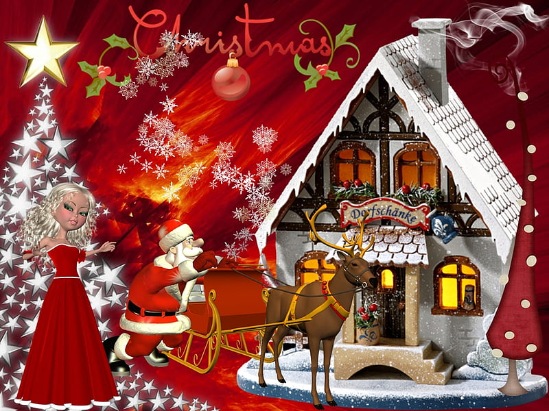 SantaClaus, christmas, reinder, xmas, HD wallpaper | Peakpx