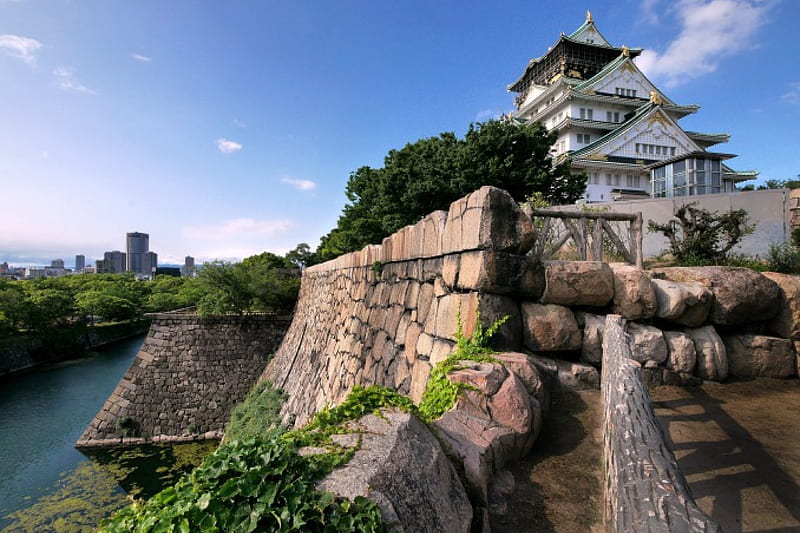 Osaka Castle, japan, Japan, Castle, Stones, Medieval, HD wallpaper