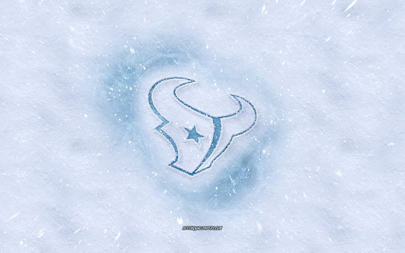 Houston Texans logo, American football club, winter concepts, NFL, Houston Texans ice logo, snow texture, Houston, Texas, USA, snow background, Houston Texans, American football, HD wallpaper