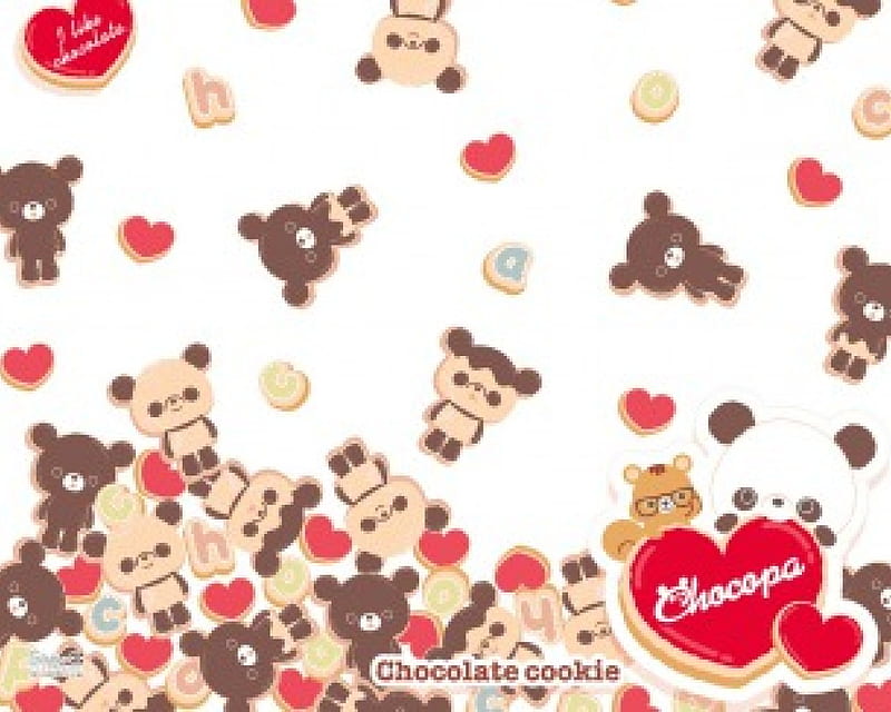 Chocopa, Panda, Bear, Cartoon, San-X, Heart, Character, Chocolate, HD wallpaper