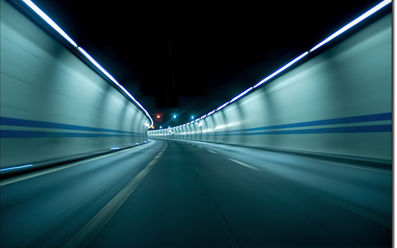 Tunnel In Zurich, bonito, abstract, switzerland, lights, graphy, city, tunnel, zurich, blue, HD wallpaper
