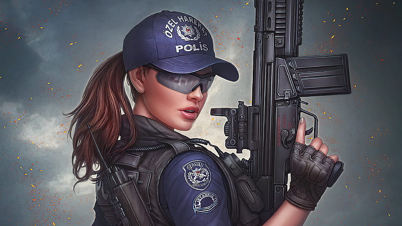 Sci Fi, Women Warrior, Girl, Police, Sunglasses, Weapon, Woman Warrior, HD wallpaper