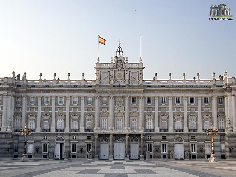 royal palace, victory, castle, flag, spain, HD wallpaper
