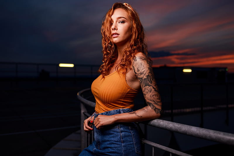 Women, Tattoo, Girl, Model, Redhead, Woman, HD wallpaper