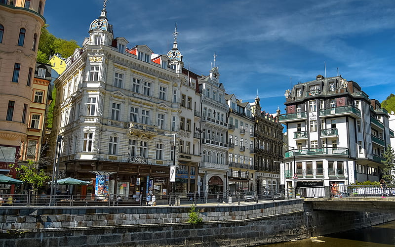 Karlovy Vary, Carlsbad, Bohemia, Czech Republic, summer, cityscape, beautiful architecture, HD wallpaper