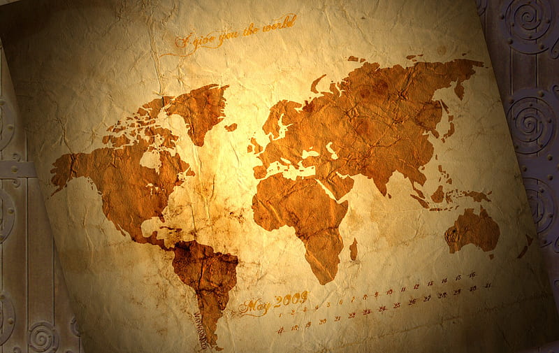 I Give You The World, world, abstract, old map, continents, old, map, HD wallpaper