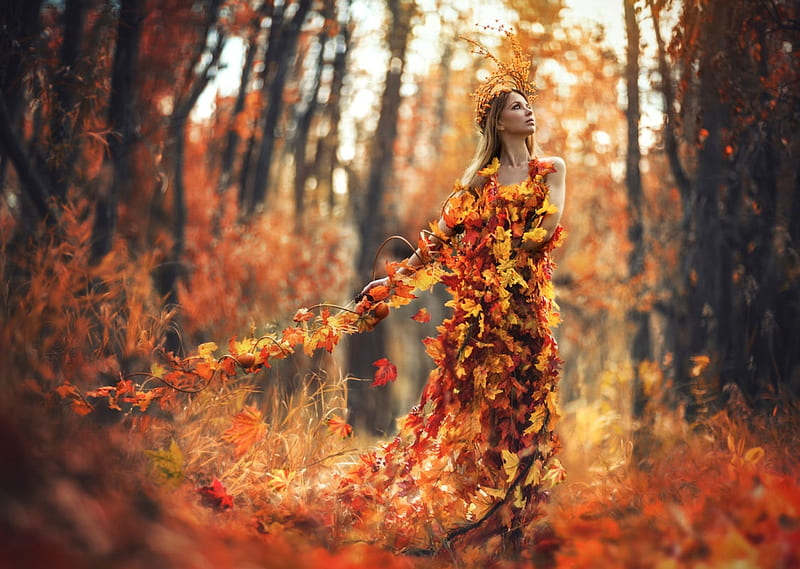 Autumn Girl 1, artistic, pretty, colorful, autumn, stunning ...