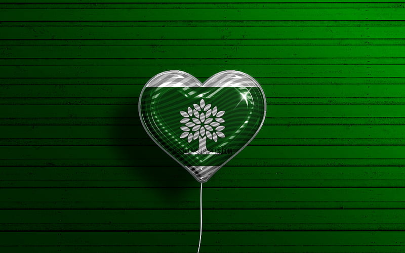 I Love London, , realistic balloons, green wooden background, canadian cities, flag of London, Canada, balloon with flag, London flag, London, Day of London, HD wallpaper