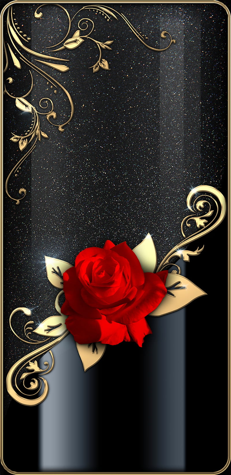 RedRose, bonito, black, girly, glitter, gold, golden, love, pretty, red,  rose, HD phone wallpaper | Peakpx