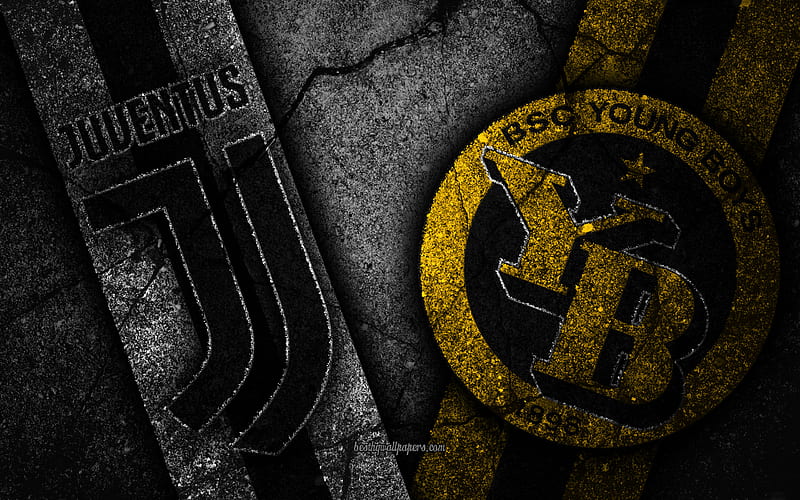 Juventus vs Young Boys, Champions League, Group Stage, Round 2, creative, Juventus FC, Young Boys FC, black stone, HD wallpaper