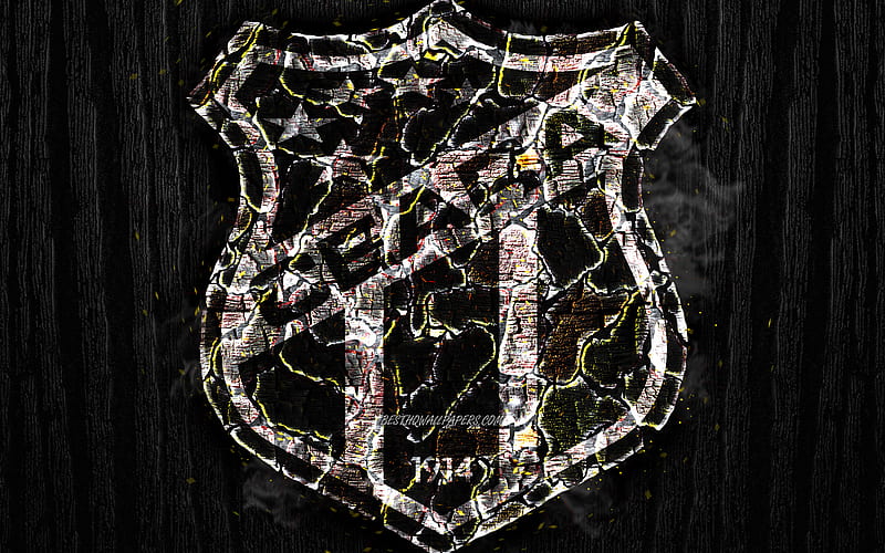 Ceara FC, scorched logo, Brazilian Seria A, black wooden background, brazilian football club, Ceara SC, grunge, football, soccer, Ceara logo, fire texture, Brazil, HD wallpaper