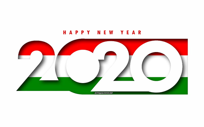 Hungary 2020, Flag of Hungary, white background, Happy New Year Hungary, 3d art, 2020 concepts, Hungary flag, 2020 New Year, 2020 Hungary flag, HD wallpaper
