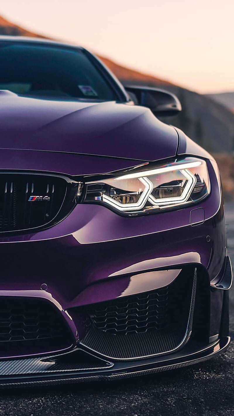 Purple M4, bmw, m4, purple, car, supercar, sports, america, new, mountains, HD phone wallpaper