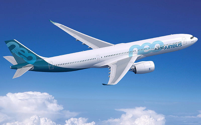 Airbus A330neo, new passenger plane, air travel concepts, plane in the sky, Airbus, HD wallpaper