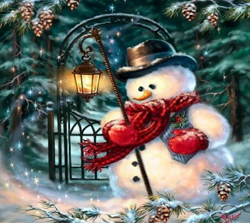 Snowman, merry christmas, snow, winter, xmas, HD wallpaper | Peakpx