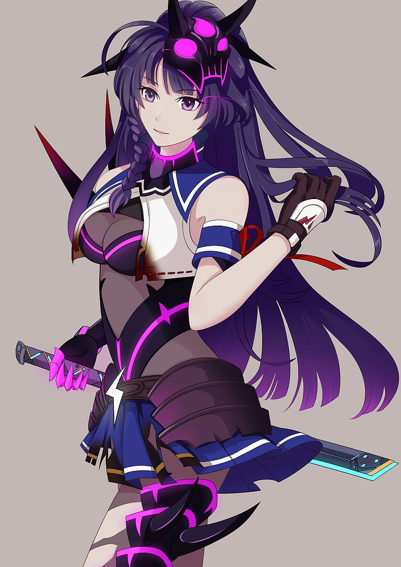 anime, anime girls, Honkai Impact, Mei (Honkai Impact), boobs, simple background, purple hair, long hair, warrior, HD phone wallpaper anime, anime girls, Honkai Impact, Mei (Honkai Impact), boobs, simple background, purple hair, long hair, warrior, HD phone wallpaper