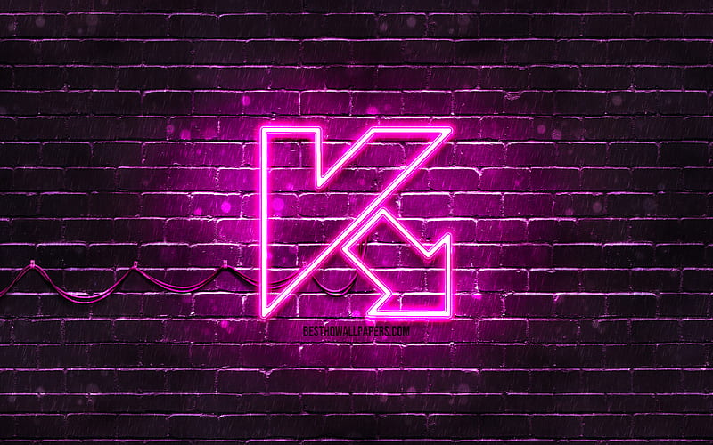 Kaspersky purple logo, , purple brickwall, Kaspersky logo, antivirus software, Kaspersky neon logo, Kaspersky, HD wallpaper