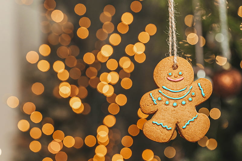 gingerbread, figurine, decoration, new year, christmas, HD wallpaper