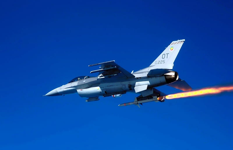 f 16c fighting falcon, cool, firing-agm-88-missile, HD wallpaper