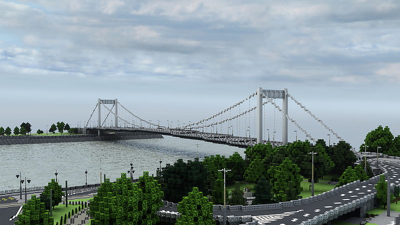 Bridge Above Water Minecraft, HD wallpaper