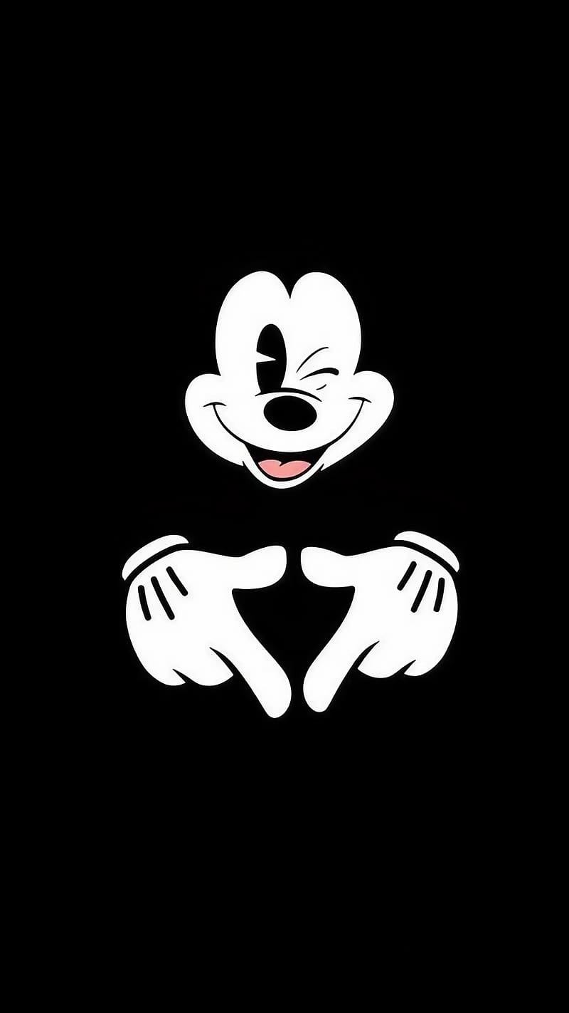 Apple Watch Mickey Mouse, Black Background, cartoon, animated, HD phone wallpaper