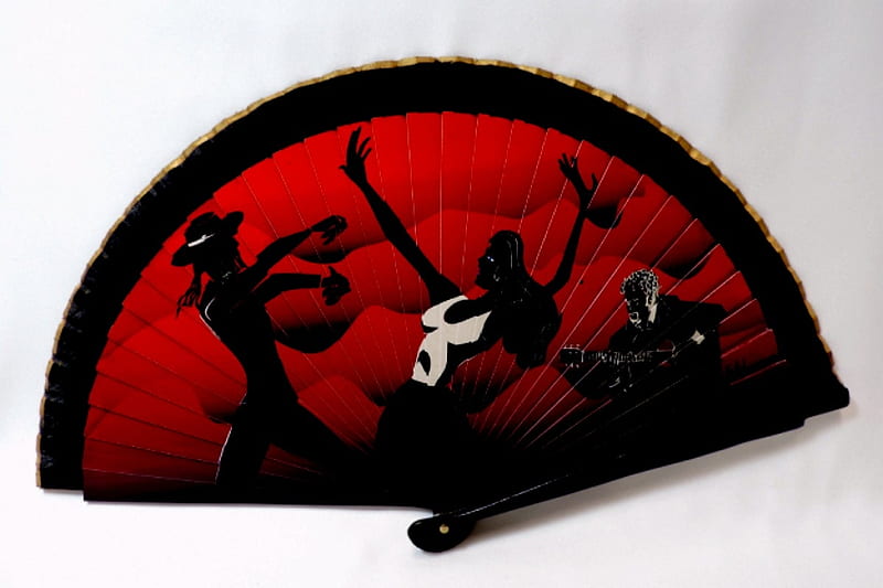 Spanish Hand Fan, Black, Red, Fan, Spanish, graphy, Hand, HD wallpaper