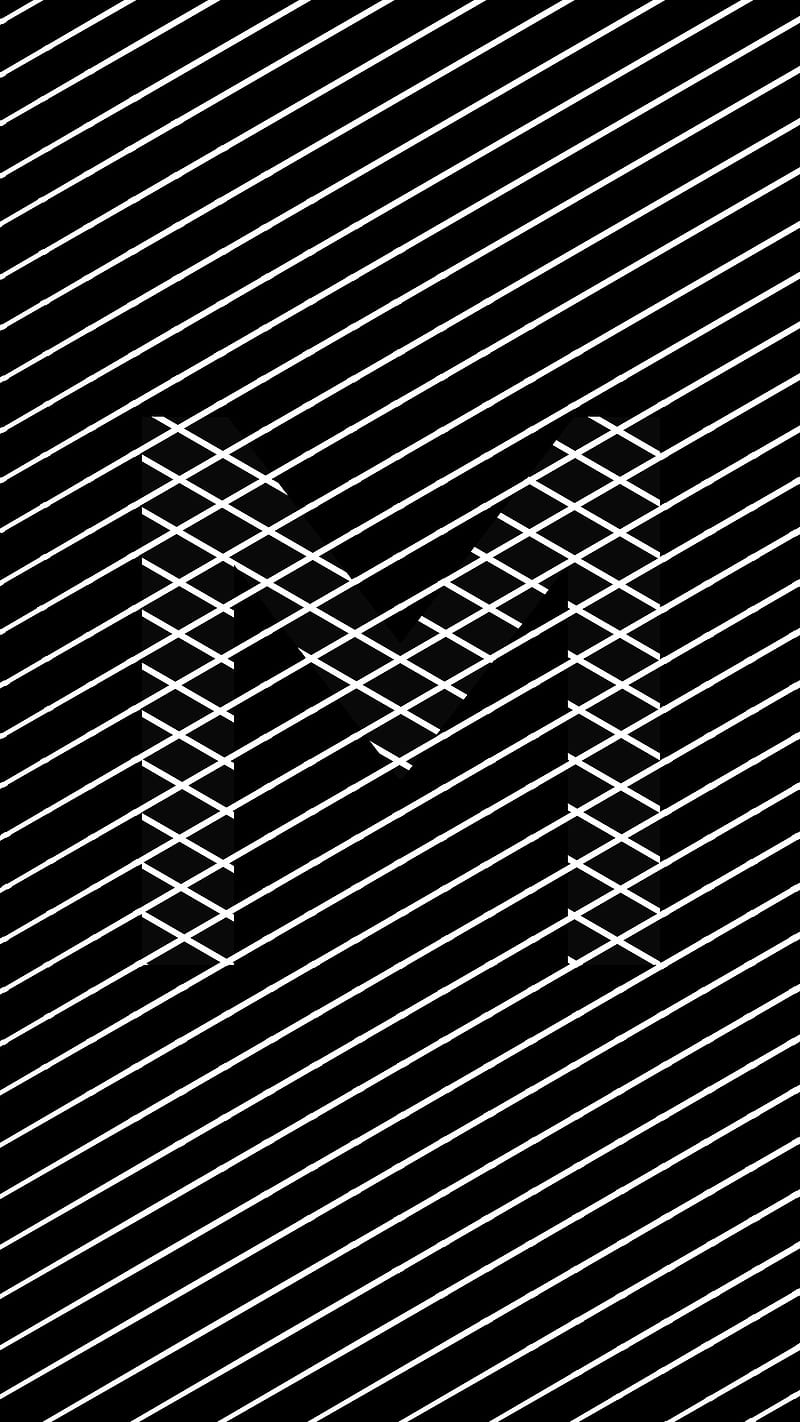 ILLUSION , M, alphabet, black, grid, initials, letter, lines, vector, HD phone wallpaper