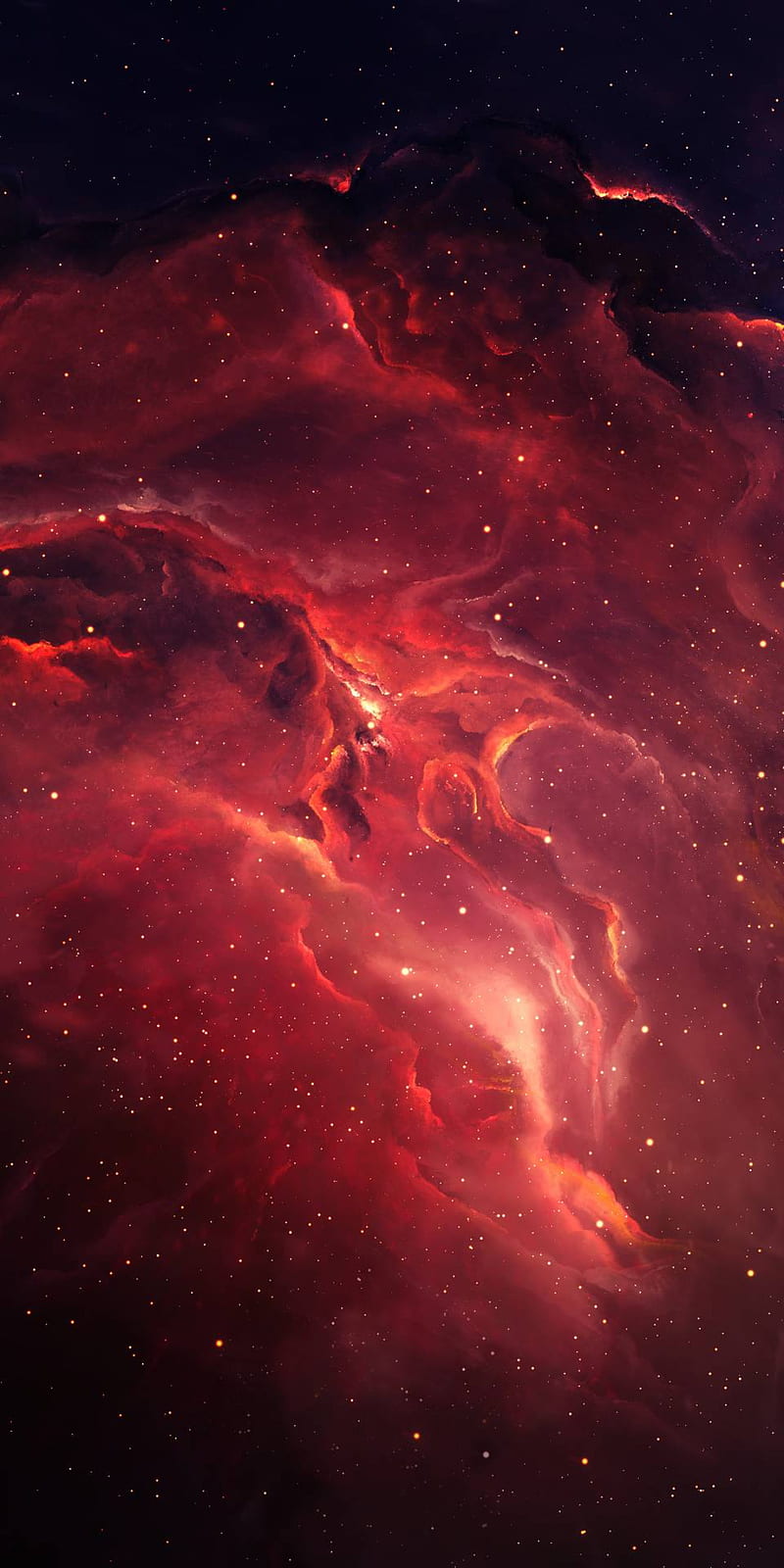 Abstract Space 7, abstract space, galaxy, red, nebula, space, fi, sky, HD phone wallpaper