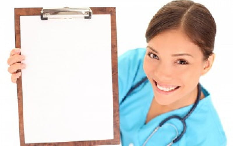 nurse, result, paper, smile, girl, HD wallpaper