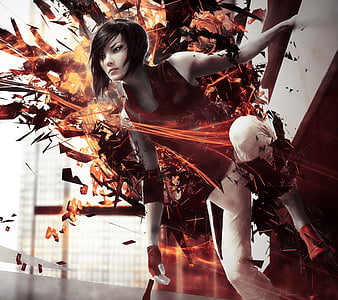 2520x1080] I made an ultra-wide Mirror's Edge wallpaper of old Faith, and  new Faith. • /r/wallpapers