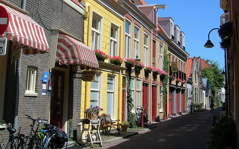 Delft, Holland, Netherlands, Delft, Netherlands, houses, street, Holland, HD wallpaper