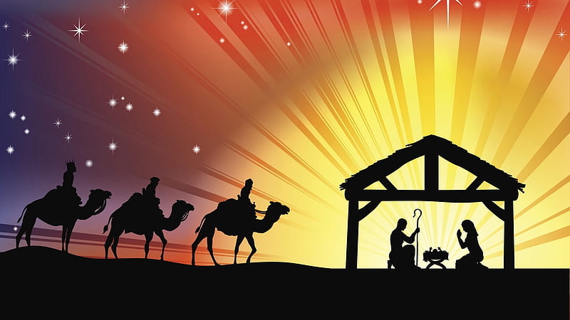 Of Birth Of Jesus And Three Camels Jesus, HD wallpaper