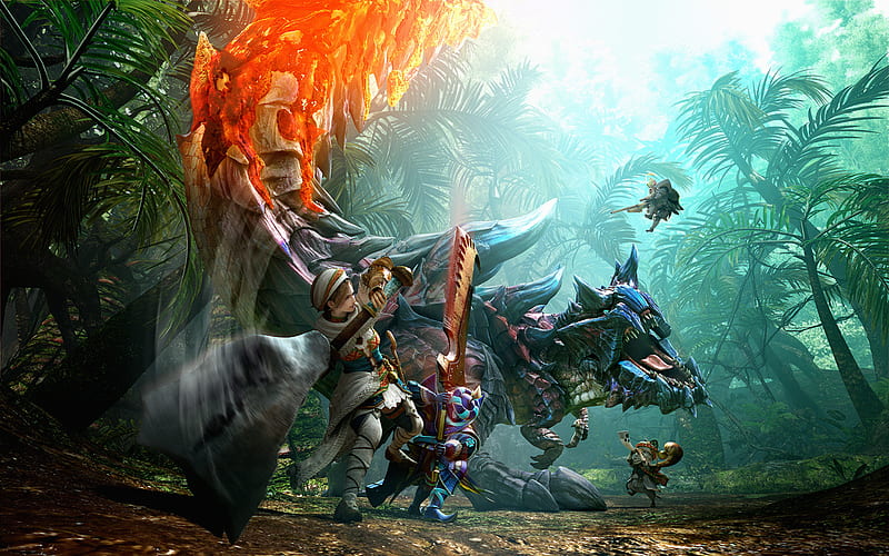 Monster Hunter Generations Key Art, monster-hunter-generations, nintendo-games, games, artwork, digital-art, HD wallpaper