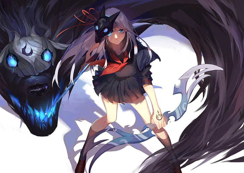 kindred, wolf, LoL, weapon, league of legends, HD wallpaper