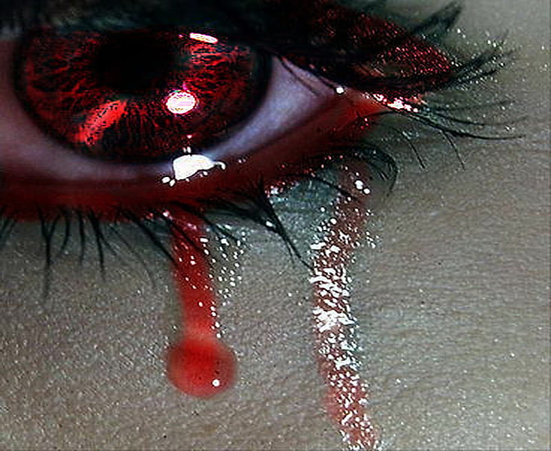 Tears of a broken heart, red eye, heartbreak, crying, eye, tears, blood, HD wallpaper