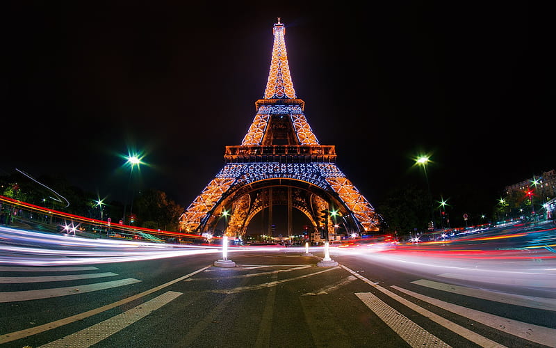 Paris, night, Eiffel Tower, road, traffic lights, France, HD wallpaper |  Peakpx