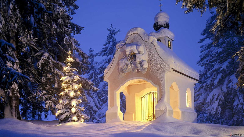 Pretty little Church, architecture, pretty, church, winter, HD wallpaper
