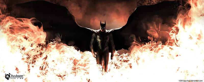 Batman Walking Through Fire, batman, artwork, artist, digital-art, , superheroes, HD wallpaper