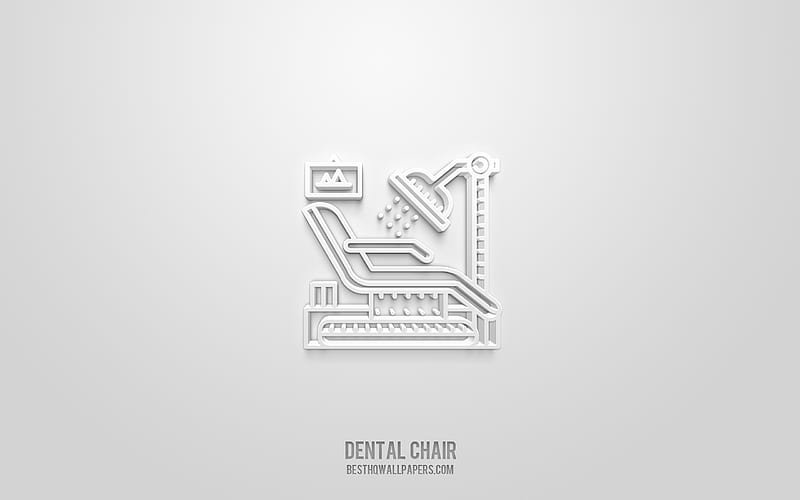 Dental chair 3d icon, white background, 3d symbols, Dental chair, Dentistry icons, 3d icons, Dental chair sign, Dentistry 3d icons, HD wallpaper