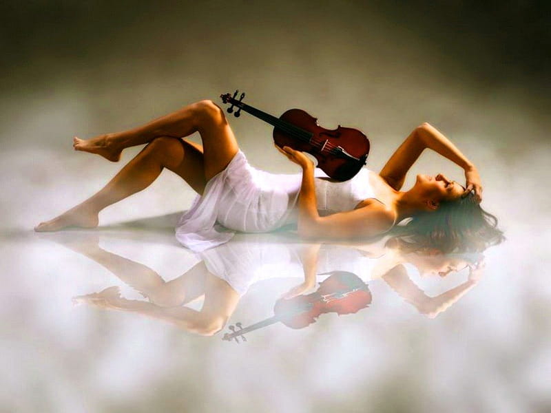 Music soothes the soul, peaceful, violin, woman, music, HD wallpaper
