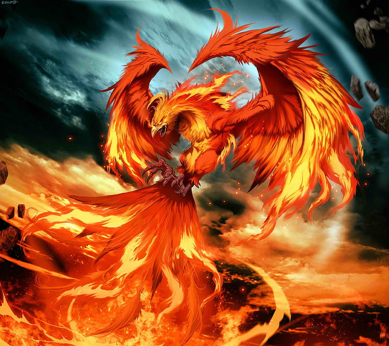 Phoenix, bird, fire, flames, magic, storm, wings, HD wallpaper | Peakpx