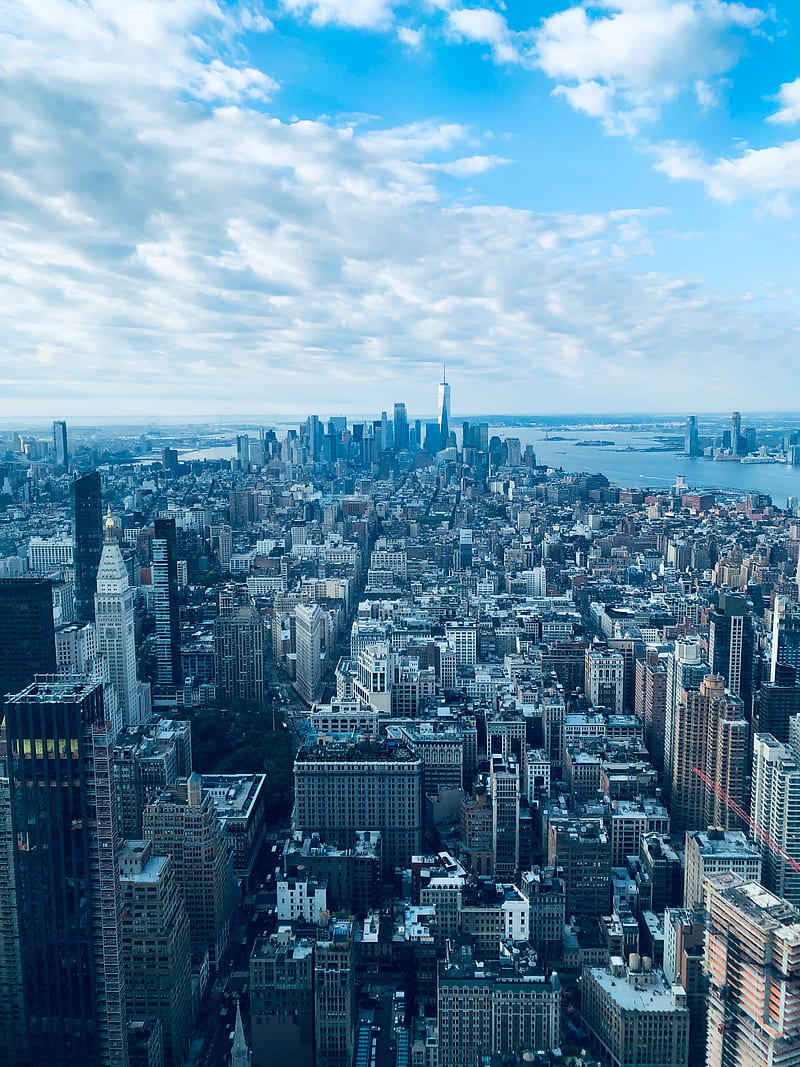 city, metropolis, aerial view, buildings, cityscape, new york, HD phone wallpaper